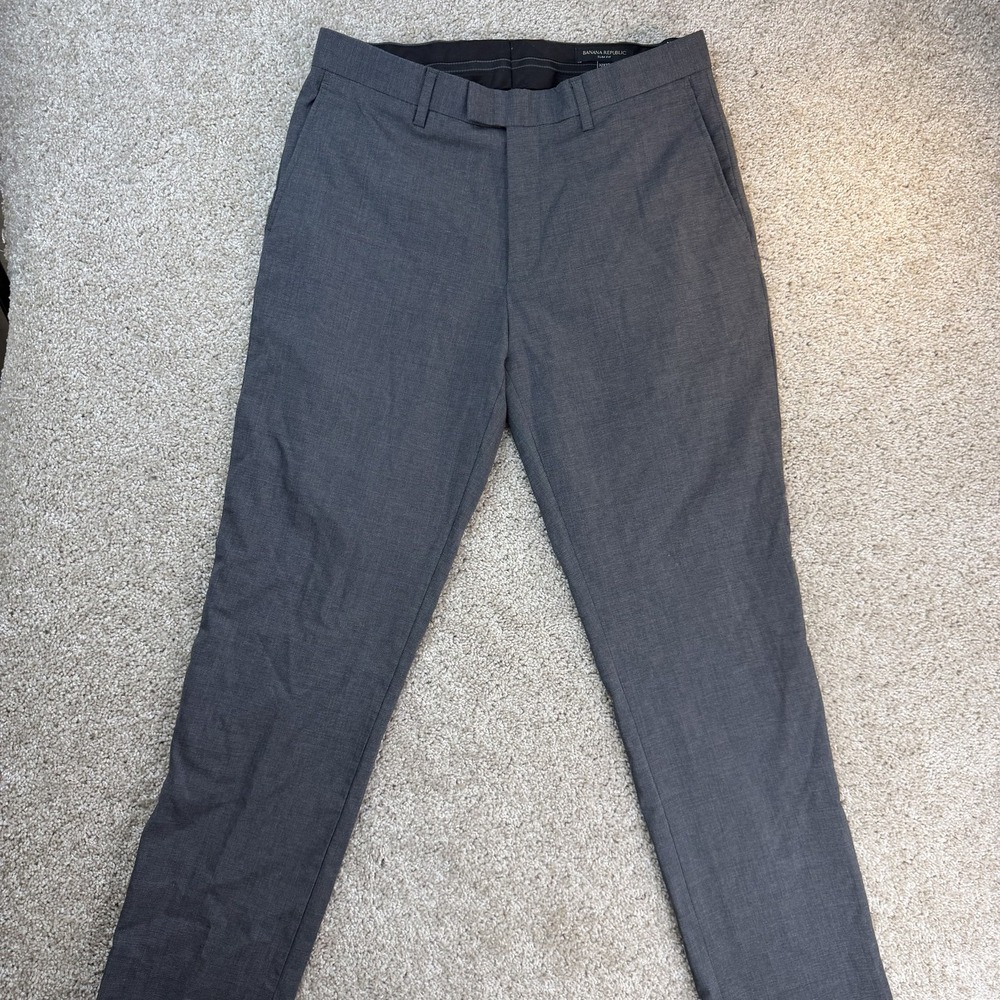 Banana Republic Dress Pants Mens 32x32 Gray Italian Wool Slim Tapered Leg